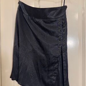 Mexx Charcoal Asymmetrical Skirt with Lace-Up Detail